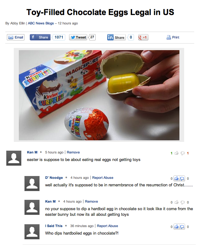 ken m troll - ToyFilled Chocolate Eggs Legal in Us By Abby Ellin | Abc News Blogs 12 hours ago Email 1071 Tweet 27 in 0 g 1 Print Magicspert Kinders Surprio Rprise 11 Ken M. 5 hours ago Remove easter is suppose to be about eating real eggs not getting toy