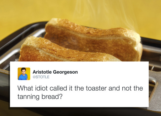 idiot called - Aristotle Georgeson What idiot called it the toaster and not the tanning bread?