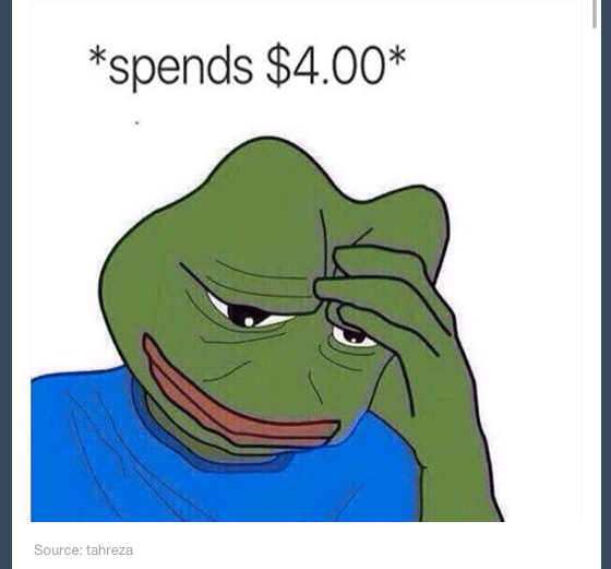 pepe the frog facepalm - spends $4.00 Source tahreza