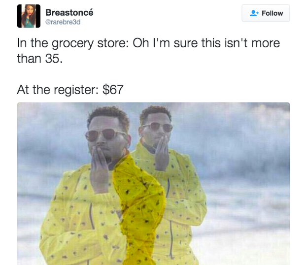 you can t afford meme - Breastonc Orarebre3d In the grocery store Oh I'm sure this isn't more than 35. At the register $67