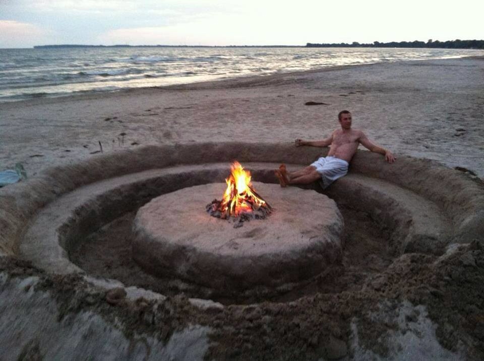 beach bonfire set up