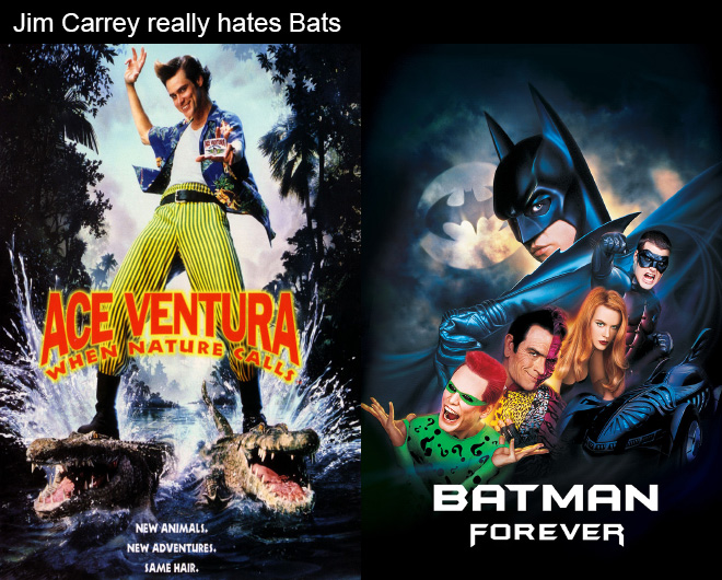 movies with same plot - ace ventura when nature calls dvd - Heni Naturen Salls Jim Carrey really hates Bats Batman Forever New Animals. New Adventures. Same Hair.