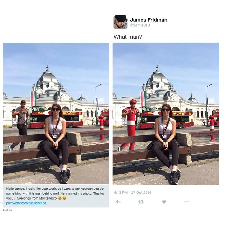 james fridman beach - James Fridman What man? Budapest Budapest Hello James, i really your work, so i want to ask you can you do something with this man behind me? He's ruined my photo. Thanks youu!! Greetings from Montenegro pic.twitter.com12kDigMKbe Oct