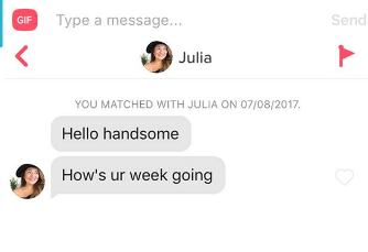 guy pretends to be pedophile on tinder - Gif Type a message... Send Julia You Matched With Julia On 07082017 Hello handsome How's ur week going
