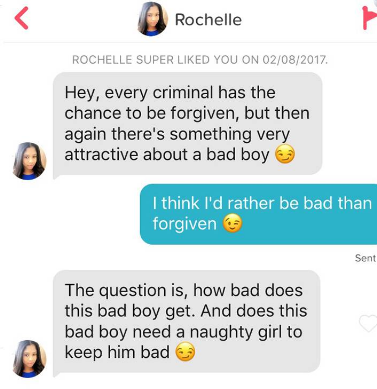 web page - Rochelle Rochelle Super d You On 02082017 Hey, every criminal has the chance to be forgiven, but then again there's something very attractive about a bad boy I think I'd rather be bad than forgiven Sent The question is, how bad does this bad bo