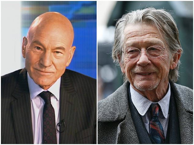 Patrick Stewart and John Hurt (Died: January 25, 2017,)  — 77 years old
