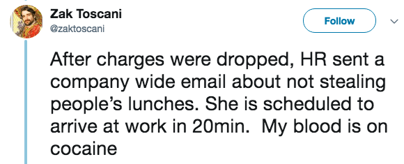 Guy Live Tweeted an Office Lunch Theft and it's Like a Crime Thriller Novel