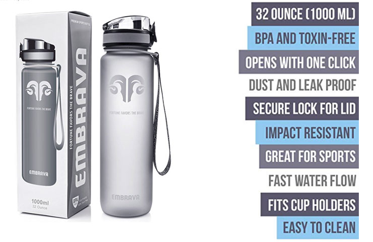 best sports bottle - 30 Fortunevavors The Brave Embrava 32 Ounce 1000 Ml Bpa And ToxinFree Opens With One Click Dust And Leak Proof Secure Lock For Lid Impact Resistant Great For Sports Fast Water Flow Fits Cup Holders Easy To Clean Embrava Embrava 1000ml