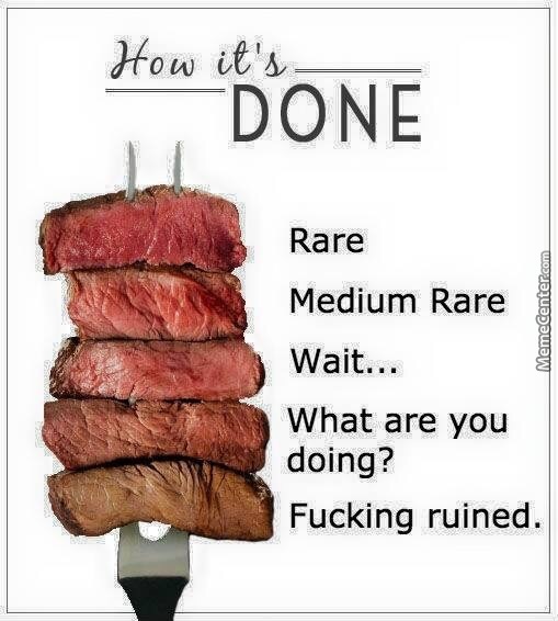steak ways to cook - How Done How it's Rare Medium Rare MemeCenter.com Wait... What are you doing? Fucking ruined.