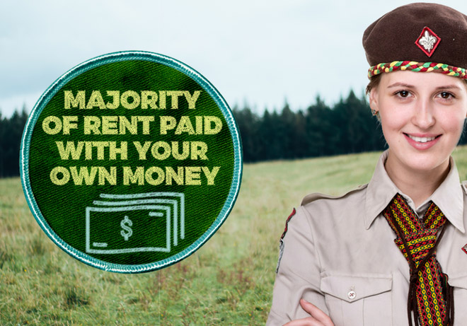 millennial merit badges - Majority Of Rent Paid With Your Own Money $
