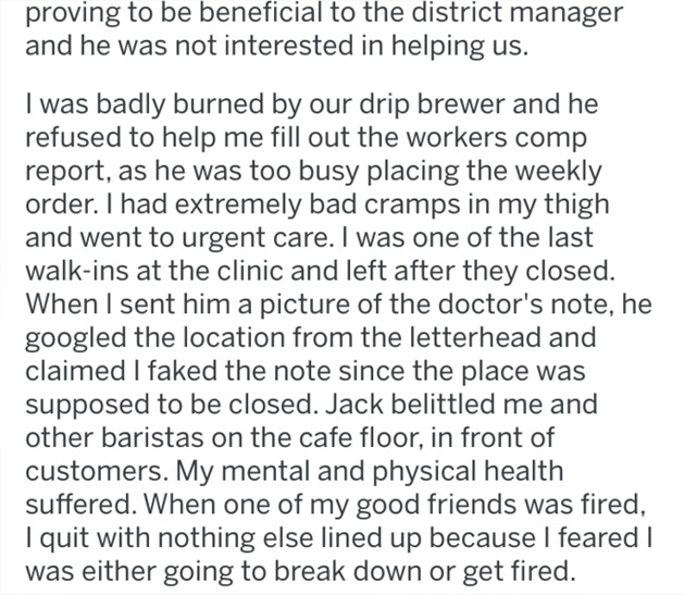 history of dove brand - proving to be beneficial to the district manager and he was not interested in helping us. I was badly burned by our drip brewer and he refused to help me fill out the workers comp report, as he was too busy placing the weekly order