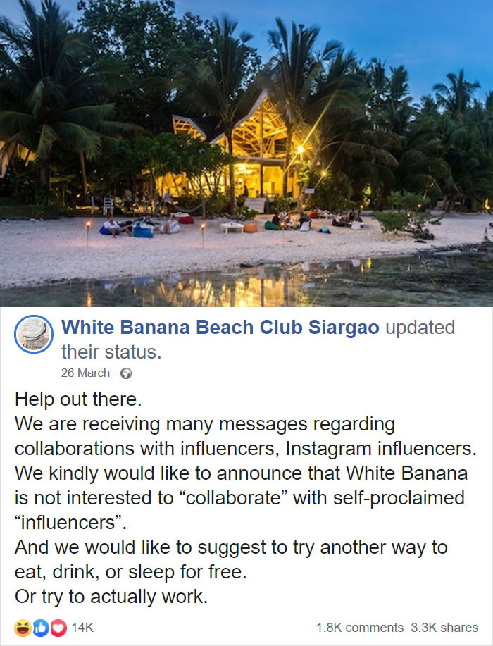 white banana beach club - o White Banana Beach Club Siargao updated their status. 26 March Help out there. We are receiving many messages regarding collaborations with influencers, Instagram influencers. We kindly would to announce that White Banana is no