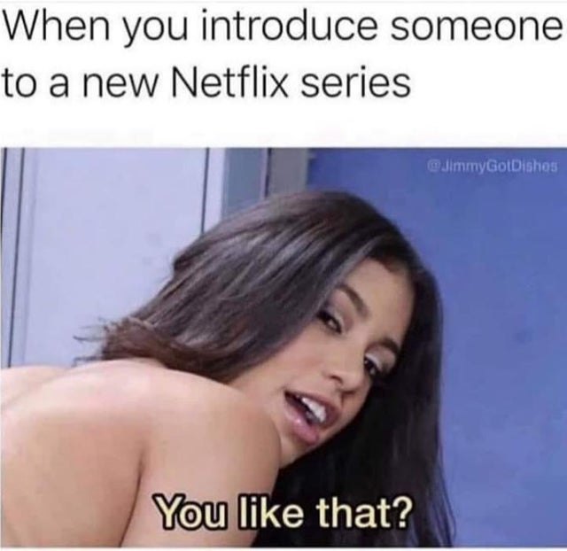 porn meme - you introduce someone to a new netflix series - When you introduce someone to a new Netflix series JimmyGotDishes You that?