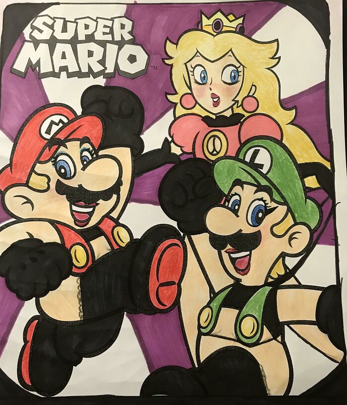 adults making childrens coloring books hilariously twisted - cartoon - Super Mario Tm M @ Cije