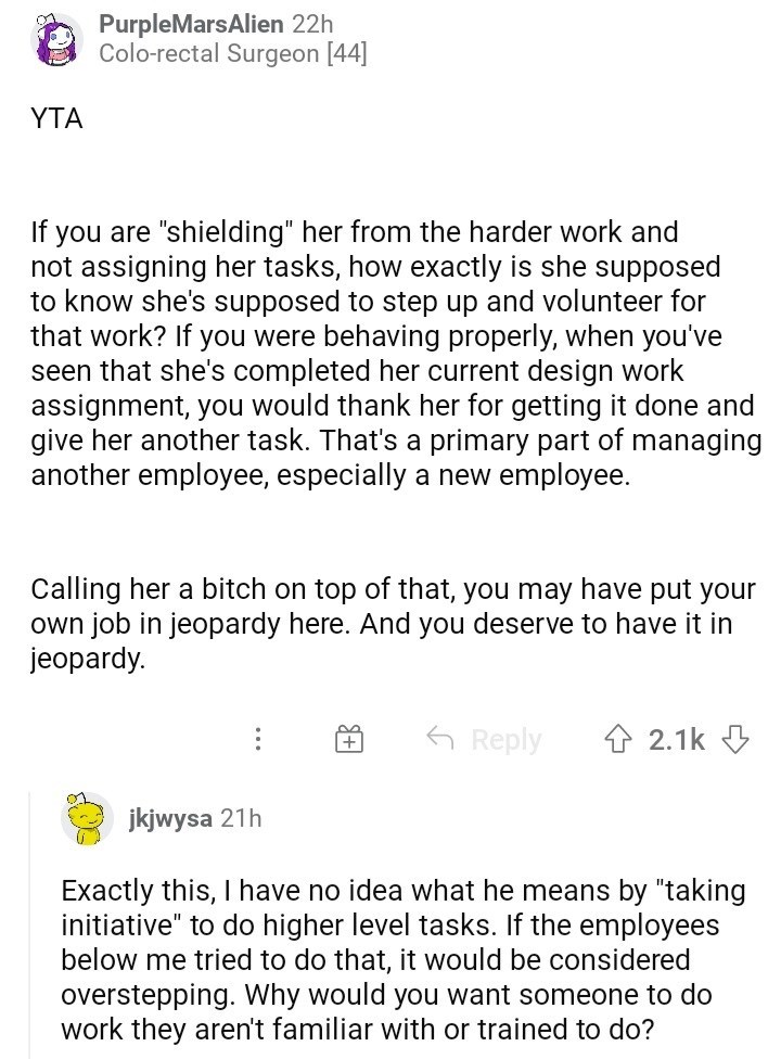 ask reddit am i the asshole thread - first fundamental form example - PurpleMarsAlien 22h Colorectal Surgeon 44 Yta If you are "shielding" her from the harder work and not assigning her tasks, how exactly is she supposed to know she's supposed to step up 