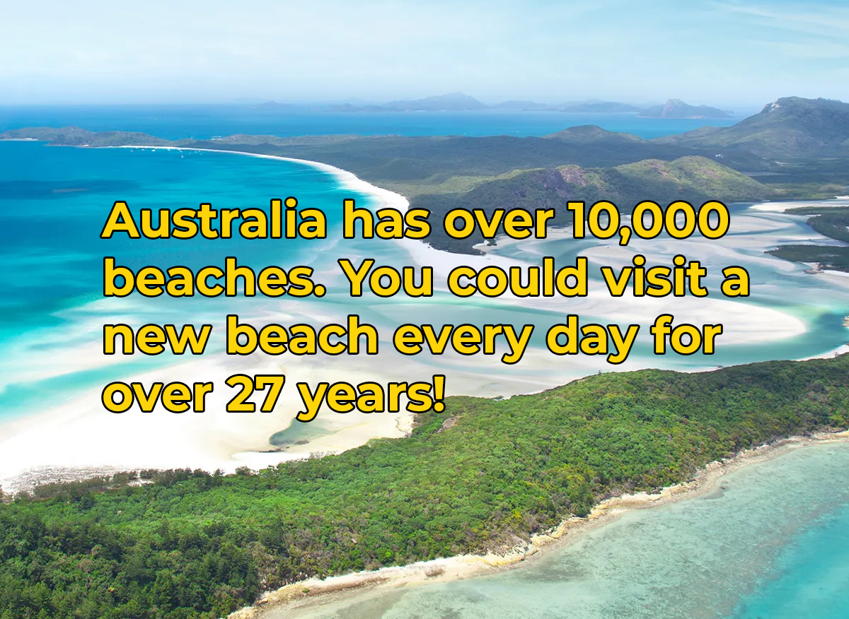 amazing facts - water resources - Australia has over 10,000 beaches. You could visit a new beach every day for over 27 years!