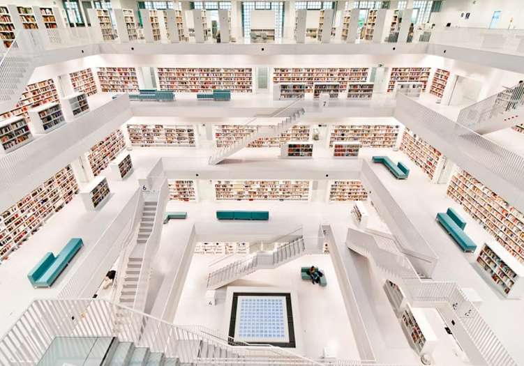The Stuttgart library showcases the quality of German engineering and workmanship.