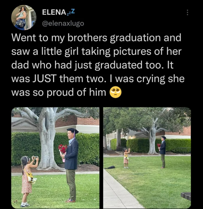 wholesome pics and memes -  grass - ELENAzZ Went to my brothers graduation and saw a little girl taking pictures of her dad who had just graduated too. It was Just them two. I was crying she was so proud of him