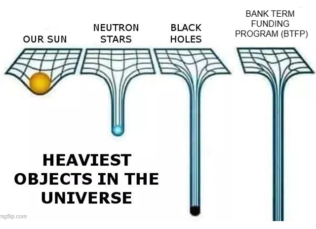 bank collapse memes - heaviest objects in the universe meme - Our Sun Neutron Stars Heaviest Objects In The Universe mgflip.com Black Holes Bank Term Funding Program Btfp