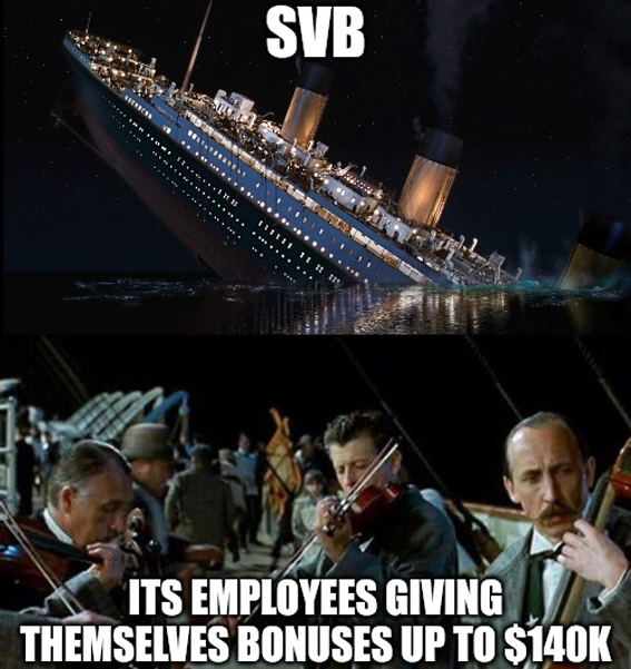 bank collapse memes - ... Bele 21.35 ....... 4 Svb 11 Its Employees Giving Themselves Bonuses Up To $
