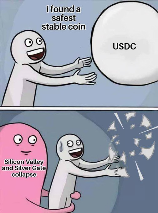 bank collapse memes - promotion meme - i found a safest stable coin Silicon Valley and Silver Gate collapse Usdc