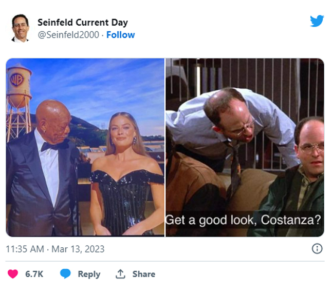 funny tweets of the week - Morgan Freeman - Nb Seinfeld Current Day . . Get a good look, Costanza?