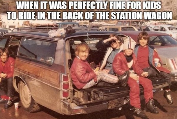 dangerous things we did as kids - family car - When It Was Perfectly Fine For Kids To Ride In The Back Of The Station Wagon
