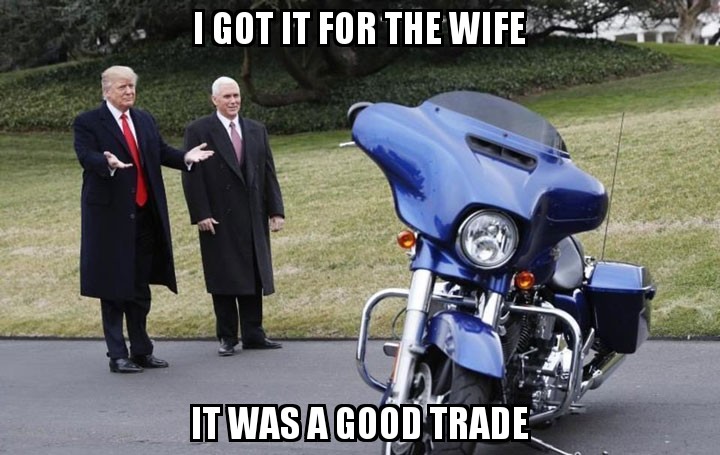 Trump telling Pence he traded in melania for the motorcycle