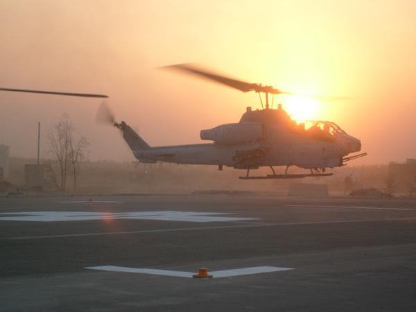 AH-1 Cobra USMC attack helicopter in Fallujah