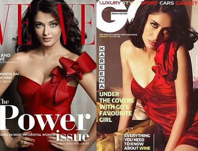 Kareena who's seen wearing a red dress on the cover of GQ magazine looks somewhat similar to what former Miss World Aishwarya Rai Bachchan wore for the cover of Verve magazine last year.