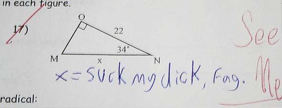 funny math test answers - in each figure. M See x suck my dick, fag. U radical