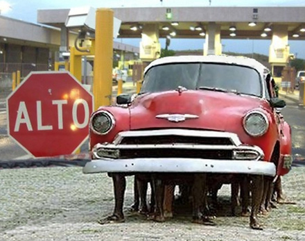 Be on the lookout for a red 1950 Chevrolet suspected of smuggling illegal Mexicans