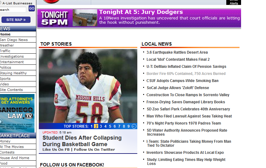 News station cannot tell football from basketball... Way to go KGTV!