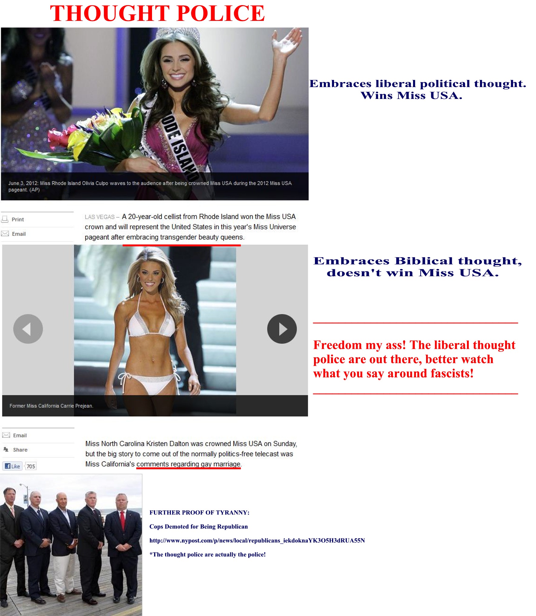 A tale of 2 Miss USA contestants. (Politics must infect every part of our lives, we can never escape its tyranny)