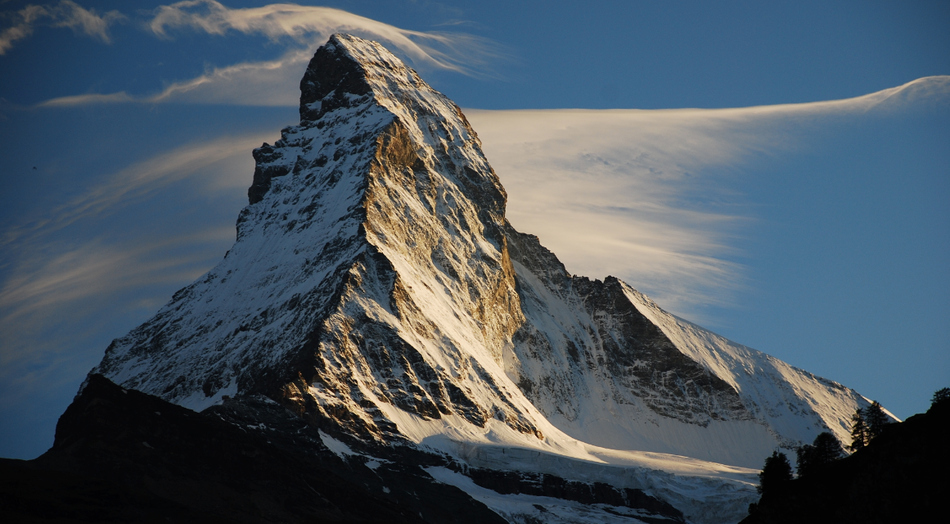 The Matterhorn in the Pennine Alps, on the border of Switzerland and Italy