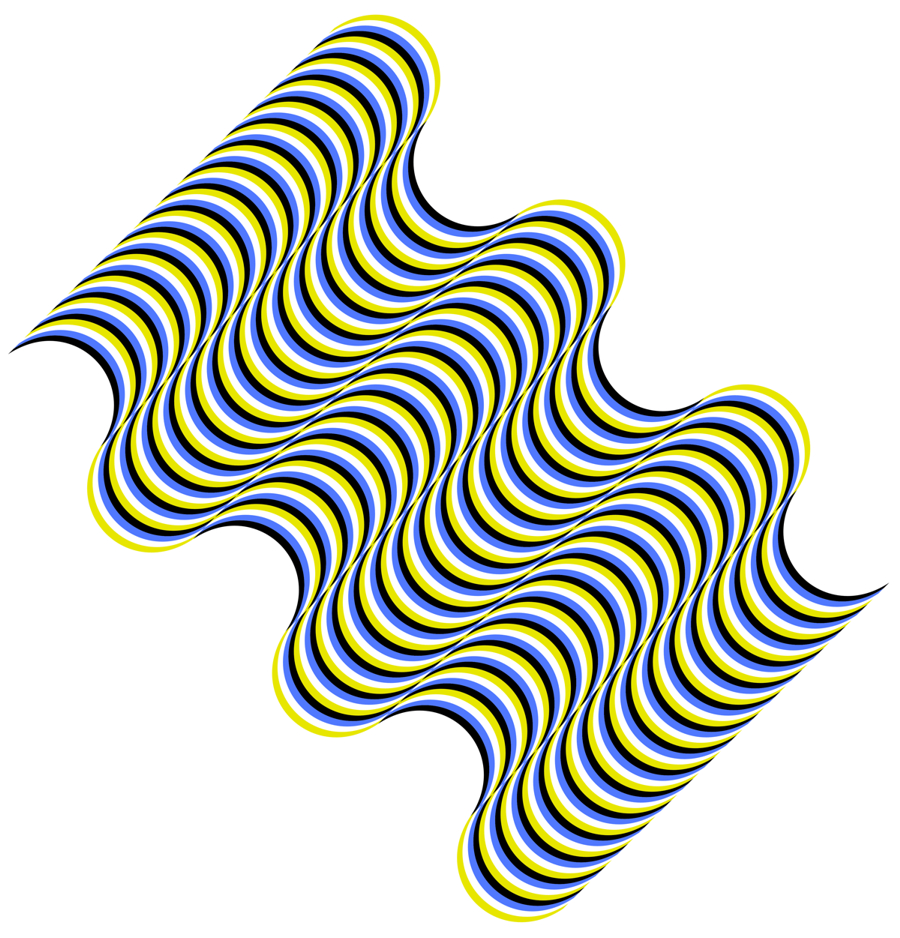 Stripes appear to move. The effect used in the op art of Bridget Riley is also included. In addition, this is a depth-reversible image.