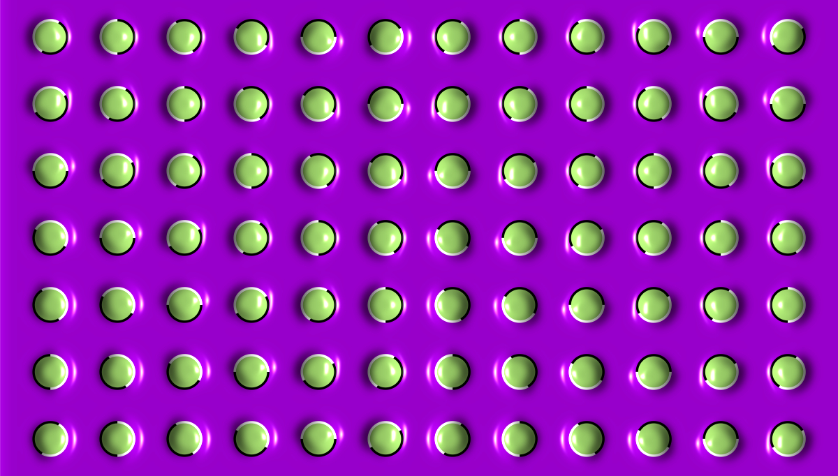 The left half appears to move leftward while the right one rightward.