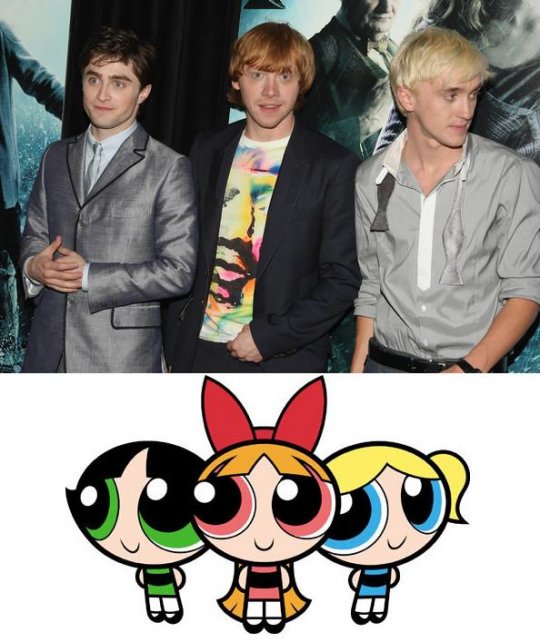 Harry Potter and his friends look like the Power Puff girls. 