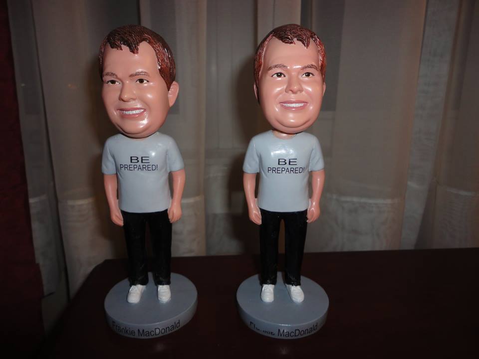 Here is the Original 2 of Frankie MacDonald Bobbleheads and it looks great all the time and my Original Frankie MacDonald Bobbleheads Created in November 2015 and it looks great all the time.


Sincerely Yours,


Frankie MacDonald.