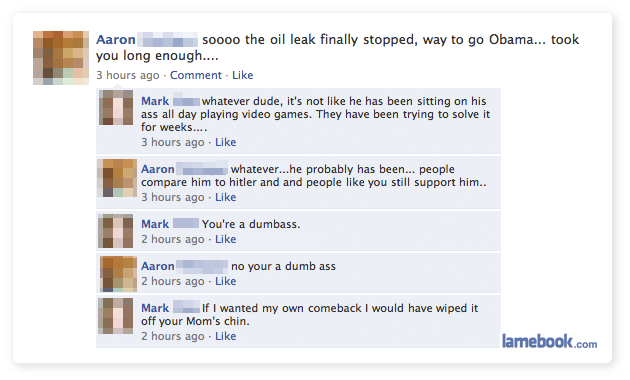 Haha has the be the best facebook comeback ever