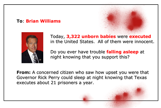 If it helps, he can consider the 21 prisoners as "Late Term" abortions