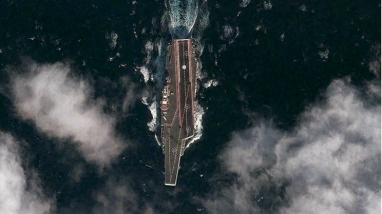 Dec. 8: Satellite image shows the Chinese aircraft carrier Varyag sailing in the Yellow Sea.