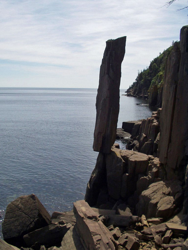 This strange "basalt stack" balances precariously over the water near Digby, Nova Scotia, in Canada.