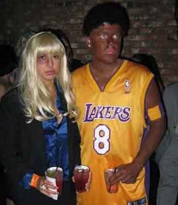 Kobe Bryant and abuse victim.  Bonus Offensiveness: The use of black face.