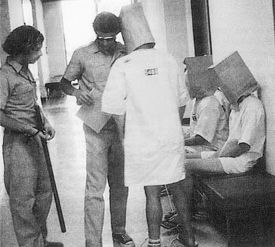 The Stanford Prison Experiment :
Subjects were organized into two groups. Some were the "guards" and the others were the "prisoners." Even though they were assigned these roles arbitrarily, the "guards" quickly started displaying sadistic behavior, forcing "prisoners" to strip naked and sleep on the hard concrete. One "prisoner" was dehumanized so much that he had a mental breakdown and was forced to exit the experiment.