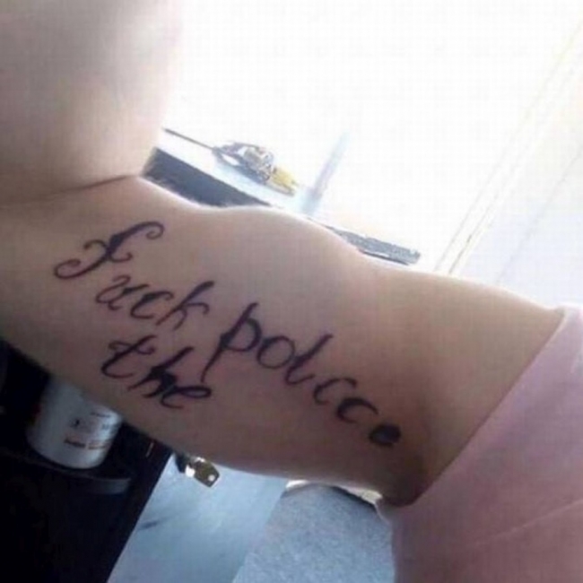 fuck the police tattoo cursive - Cock bolcce