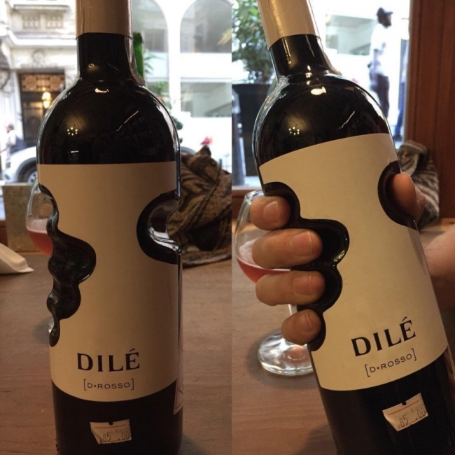 wine bottle with hand imprint