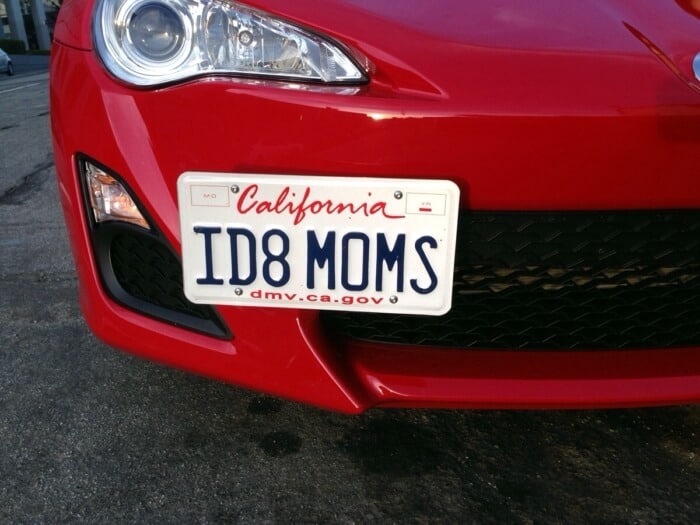 funny california license plates - California ID8 Moms dmv.ca.gov
