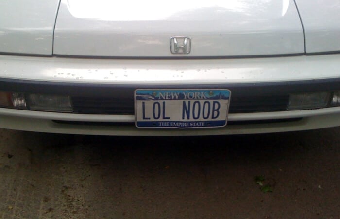 am a noob license plate - New York Lol Noob The Empire State