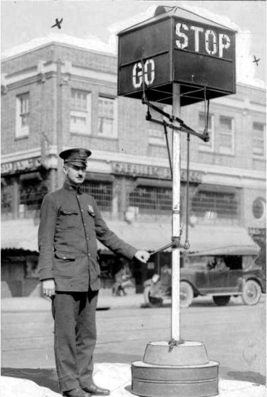 A Traffic Cop with a manually operated traffic signal, Philadelphia, 1922